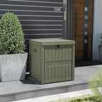 51 Gallon Resin Package Delivery Box for Outside, Lockable Secure Bin for Front Porch, Large Deck Boxes Outdoor Waterproof, Driver Snack Box, Olive