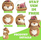 Garden Statues Rabbit with Hat, Bunny Statue Outdoor Decorations for Front Porch Decor Lawn- Yard Art and Garden Decor & Patio Decor, Unique Gardening Gifts for Mom
