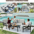 NATURAL EXPRESSIONS Outdoor Patio Furniture 4 Pieces Set, Modern Patio Conversation Sets, Outdoor Sectional Metal Sofa with 5.5 Inch Cushion and Coffee Table for Balcony, Garden