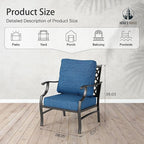 HERA'S HOUSE Outdoor Chairs Set of 2, 2 x Patio Chair with Pacific Blue Cushions, All Weather Outdoor Furniture for Lawn Garden Backyard Deck(Leg Chairs)
