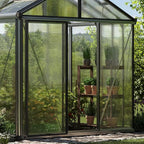 Greenhouse Diamas 23 Premium 7.7 x 12.6 ft with Approx. 16 mm Polycarbonate Panels, Natural Aluminum Color
