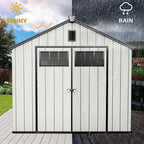 DWVO 8x10 FT Outdoor Storage Shed, 544 cuft Plastic Storage Shed with Floor & Lockable Door, All-Weather Tool Garden Shed with Window & Vent for Patio Furniture, Lawn Mower, Pool Supplies, Dark Gray