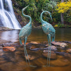 35-40 Inch Standing Garden Crane Statues for Outdoor Set of 2 Metal Birds Garden Sculptures Yard Art for Home Backyard Patio Lawn Decoration