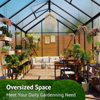 12x6ft Polycarbonate Greenhouse, Heavy Duty Walk-in Aluminum Greenhouse for Outdoors, Garden, Backyard, with Ventilation Window, Rain Gutter, Sliding Door
