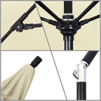 California Umbrella 9' Round Aluminum Pole Fiberglass Rib Market Umbrella, Crank Lift, Collar Tilt, Black Pole, Sunbrella Spectrum Mist