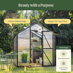 Vego Garden Junior Victorian Greenhouse 6.5 ft – Durable Aluminum Frame with Polycarbonate Panels – All-Season Greenhouse for Backyard or Patio