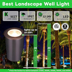Low Voltage Well Lights - 5 Colors Temp IP67 Outdoor In-Ground Lights, 2700K/3000K/3500K/4000K/5000K 12V LED Landscape Lighting, ORB Aluminum for Pathway Wall Tree 9W 700LM