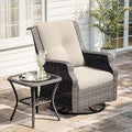 Outdoor Swivel Rocker Patio Chair with Matching Side Table - 360 Degree Patio Swivel Glider Chair with 3.5" Olefin Cushions(Mixed Grey/Beige)