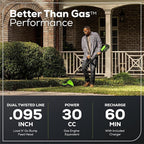 Greenworks 80V 16" Carbon Fiber Brushless Cordless String Trimmer - 2-Mile Fence Line & Driveway Edging Pro, 2.0Ah Battery/Charger Included, 23% Lighter vs Gas Trimmers