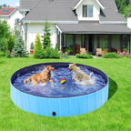 Yaheetech Foldable Dog Pool Collapsible Hard Plastic Dog Swimming Pool Portable Pet Pools Doggie Wading Pool Bath Tub for Puppy Small Medium Large Dogs, 63 x 12 Inches Blue