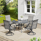 VICLLAX 5 Pieces Outdoor Dining Set, Patio Furniture Set of 4 Patio Swivel Dining Chairs and 41" Patio Round Table with Storage Shelf, Grey Chairs & Dark Grey Tabletop