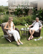 HUMMUH High Back Outdoor Swivel Rocker Patio Chairs Set of 2 with 5-Inch Thick Cushions, All-Weather Wicker Patio Furniture for Porch,Poolside, Deck, and Yard