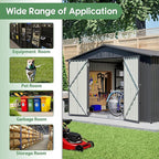 10x8 FT Outdoor Storage Shed with Floor Frame Structure and Lockable Doors, Durable and Sturdy Meta Sheds with Waterproof Roof Garden Tool Shed Ideal for Backyard Patio (Black