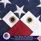 DANF Memorial American Flag 5x9.5 ft Burial Flag 100% Heavy Duty Cotton for Veteran,Embroidered Stars, Sewn Stripes,Brass Grommets US USA Military Flags for Display Case