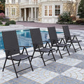 PHI VILLA Patio Folding Chairs Set of 4, Portable Outdoor Dining Chairs with Adjustable Backrest for Outside, Garden, Lawn & Yard, No Assembly, Black
