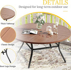 VICLLAX 9 Pieces Patio Dining Set for 8 Includes 60" Outdoor Round Table and 8 Patio Swivel Chairs for Lawn Garden, Walnut Tabletop and Mixed Brown Fabric