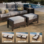 HERA'S HOUSE Grey Patio Furniture Set, High Back Wicker Sofa, Swivel Chairs with 5.5" Thick Cushions, 6-Piece Outdoor Seating Conversation Sets with Fire Pit Table & Ottomans for Deck Yard Garden