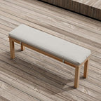 Outdoor Patio Bench, Metal Aluminum Outdoor Bench with Waterproof Cushions, Furniture Seating for Porch, Balcony, Deck, Backyard, Light Wood Color