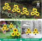 ANGMLN Solar Sunflower Outdoor Garden Lights, 4 Pack with 12 Sunflower Waterproof Garden Decor, Gifts for Mom Grandma, Waterproof Decorative Lights for Pathways Patios and Yards Decorations