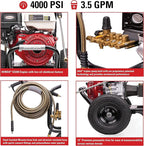 SIMPSON Cleaning PS60869 PowerShot 4000 PSI Gas Pressure Washer, 3.5 GPM AAA Triplex Pump, Honda GX270 Engine, Includes Spray Gun, Wand, 5 QC Nozzle Tips, 3/8-inch x 50-Foot Monster Hose, 49-State