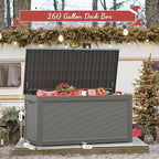 NUNU LAB 260 Gallon Outdoor Storage Box, Large Resin Deck Box with Double Wall Panels, Waterproof Patio Storage Bin for Garden Tools, Pool Accessories, Package Deliveries & Outdoor Gear,Grey