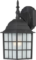 Nuvo Lighting 60/4906 Adams One Light Wall Lantern/Arm Down 100 Watt A19 Max. Frosted Glass Textured Black Outdoor Fixture