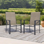 Outdoor Dining Chairs Set of 2, Stackable Patio Chairs with Metal Frame & Textilene Fabric, Perfect for Patio Garden Deck, Mocha