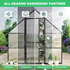 8 ft x10 ft Aluminum-Framed Polycarbonate Greenhouse, Heavy Duty Polycarbonate Greenhouse with Quick Setup Structure and Roof Vent, Large Enhanced Aluminum Green House Kit for Outdoors