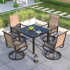 Amopatio Padded Patio Swivel Chairs Set of 4, Outdoor Dining Chairs with Ultra Soft Textilene High Back Seat & Metal Rocker Frame, for Backyard Deck Lawn Garden, Brown