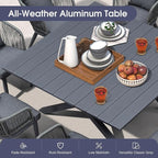 PURPLE LEAF 14 Pieces Patio Dining Set Wicker Outdoor Furniture Oversize Rectangular Table and Chairs Set for Garden Deck Aluminum Frame Backyard Kitchen Set, Cushions and Pillows Included Grey