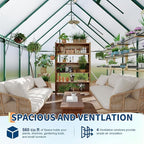 8X10 ft Polycarbonate Greenhouse with Aluminum Frame, Polycarbonate Greenhouse for Outdoors, Greenhouses with Ventilation and Rain Gutter, Aluminum Large Walk-in Greenhouses for Outside