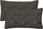 Honeycomb Outdoor Lumbar Toss Pillow Set, 22" W x 12" L, Zaire Black Lumbar Outdoor Pillows