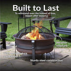 Sunnydaze 29-Inch Wood-Burning Outdoor Fire Pit - Bronze Cauldron Wood Fire Pit for Outside - Includes Poker and Spark Screen