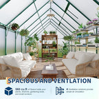 8X16 ft Polycarbonate Greenhouse with Aluminum Frame, Polycarbonate Greenhouse for Outdoors, Greenhouses with Ventilation and Rain Gutter, Aluminum Large Walk-in Greenhouses for Outside