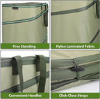 YUDI & GARDEN 46 Gallon Square Collapsible Yard Waste Containers｜Collapsible Trash Can｜Camping Trash Can, for Collecting Weeds or Yard and Party Waste, Green