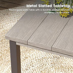 DIFY 40.2" Square Patio Dining Table for 4, Outdoor Metal Dining Table with 1.57" Umbrella Hole for Backyard Lawn Garden, Grey Wood-Like