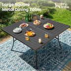 PHI VILLA 9 Piece Outdoor Patio Dining Set, Large Square Metal Dining Table and 8 Outdoor Swivel Dining Chairs, Patio Table and Gray Chair Furniture Dining Set for 8 Person