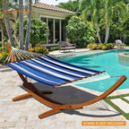 Lazy Daze Hammocks Cotton Fabric Spreader Bar Hammock, Outdoor Portable Hammock with Carrying Bag & Tree Straps for Bedroom, Patio, Backyard, Balcony, Max 450lbs Capacity, Blue