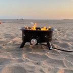 Flame King Smokeless Propane Fire Pit, 24-inch Portable Firebowl, 58K BTU with Self Igniter, Cover, & Carry Straps for RV, Camping, & Outdoor Living