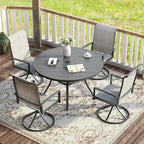 VICLLAX 5 Pieces Patio Dining Set - 41.2" Round Outdoor Table and Swivel Padded Chairs, Grey Tabletop and Grey Fabric