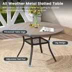 DIFY 5 Pieces Outdoor Patio Dining Set, 4 Sandshell Textilene Swivel Dining Chairs and 40.6" Grey Wood-Like Round Dining Table, Metal Outdoor Table and Chairs