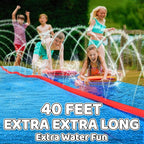 JAMBO 40FT Mega Slip Splash and Slide with 2 Bodyboards | Water Slide Waterslide Backyard Outdoor Water Toys for Kids with Sprinklers | Outdoor Splash Mat Splash Pad, Double Lane Summer Toy