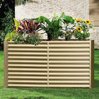 Land Guard 8x4x3ft Rectangular Galvanized Raised Garden Beds, Large-Capacity Metal Planter Box Outdoor, Durable Deep Raised Garden Bed 3ft Tall, Raised Beds for Gardening Vegetables, Cream Yellow