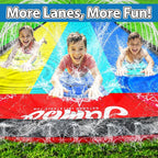 JAMBO XL 20Ft Premium 3 Lane Slip Splash and Slide with 3 Bodyboards, Heavy Duty Water Slide- Advanced 3-Way Water Sprinkler System, Backyard Waterslide Outdoor Water Toys n Slides for Kids