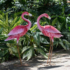 Kircust Flamingo Garden Sculpture & Statues, Metal Birds Yard Art Outdoor Statue, Large Pink Flamingo Lawn Ornaments for Home, Patio, Backyard Decor (2-Pack)