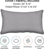 Honeycomb Outdoor Lumbar Toss Pillow Set, 20" W x 12" L, Heathered Solid Grey Outdoor Pillows