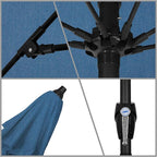 California Umbrella 9' Round Sunbrella Aluminum Outdoor Deck, Pool or Patio Umbrella, Crank Lift, Auto Tilt, Bronze Pole, Regatta