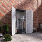 ADDOK Vertical Outdoor Storage Shed with Floor, 54 Cu Ft Outdoor Storage Cabinet with Lockable Double Doors, All-Weather Durable Plastic Construction for Patio, Backyard, Lawn and Garden, White
