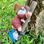 Funny Climbing Ladder Gnome Tree Hugger Decor, Garden Sculpture Decoration Elf Out The Door, Yard Ornament Resin Statue Outdoor Decor for Patio Lawn