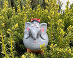 Ceramic Garden Decor - Elephant Lawn Stake - Outdoor Statue - Perfect, Unique Gifts for Gardeners Woman, Men, Yard Gifts - Handmade, Frostproof